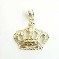 10k yellow gold crown pendant charm fine jewelry gift necklace diamond cut 2.3g