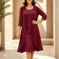 thumbnail image 5 of Wovilon Women's 2-Piece Chiffon Midi Dress Set with Open Front Cardigan and Sleeveless Round Neck Tank Dress, Elegant Layered Outfit for Vacation and Daily Wear, 5 of 9