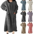 thumbnail image 7 of qucoqpe Fleece Nightgown for Women Fall Winter Plush Long Sleeve Night Gowns Warm Comfy Lounge Pajamas Nightdress with Pockets, 7 of 7