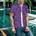 thumbnail image 6 of Hirioo Purple Glitter for Men's Baseball T-shirt Shirts Short Sleeve Casual Summer Button Stretch T Shirts,Size S-4XL-3X-Large, 6 of 7