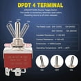 thumbnail image 5 of 4Pin Reverse Polarity Toggle Switch 2PCS 12V Momentary Rocker Switch 30A on on DPDT 3 Position Waterproof Boot Cap, 5 of 8