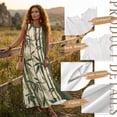 thumbnail image 6 of Xoenoiee Green Leaf Print Women's Boho Maxi Dress Summer Sleeveless Round Neck, Long Flowy Beach Vacation Dresses, Cotton Linen Casual Sundress with Pockets 2026, Size 2XL, 6 of 7