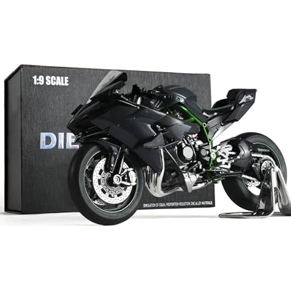 Nuotie Modèle de Moto 1:9 pour Kawasaki Ninja H2R, Modèle de Moto en Métal Moulé sous Pression, Aucun Assemblage Requis, Mini Moto Finie, Collection Classique, Cadeau pour Adulte (Noir)