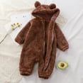 thumbnail image 6 of GYRATEDREAM Newborn Jumpsuits Baby Bear Ear Snowsuits Infant Fleece Zipper Hooded Romper Warm Outwear, Brown 18-24 Months, 6 of 13
