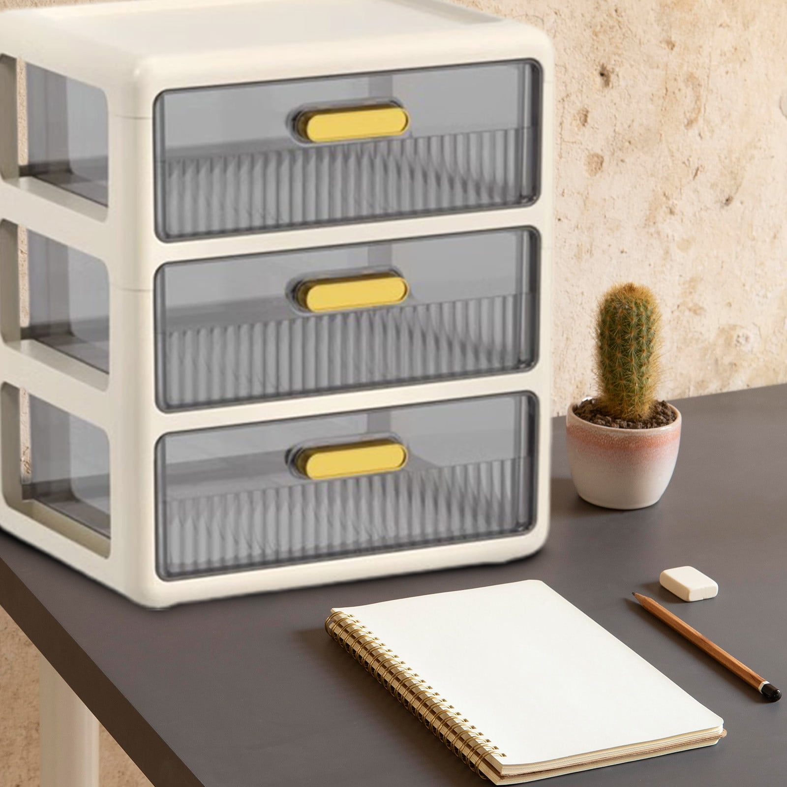 Fwttom Desk Organizer, Muliti-Layer Home Office Desk Accessories with Drawer, Versatile Desktop Storage Box for Vanity, Bedroom Miscellany, Stationery & Craft Supplies