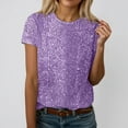 thumbnail image 2 of XIAONU Summer Sequin-Embellished T-Shirt for Women Crew-Neck Short-Sleeve Night-Out Party Casual Tee, 2 of 4