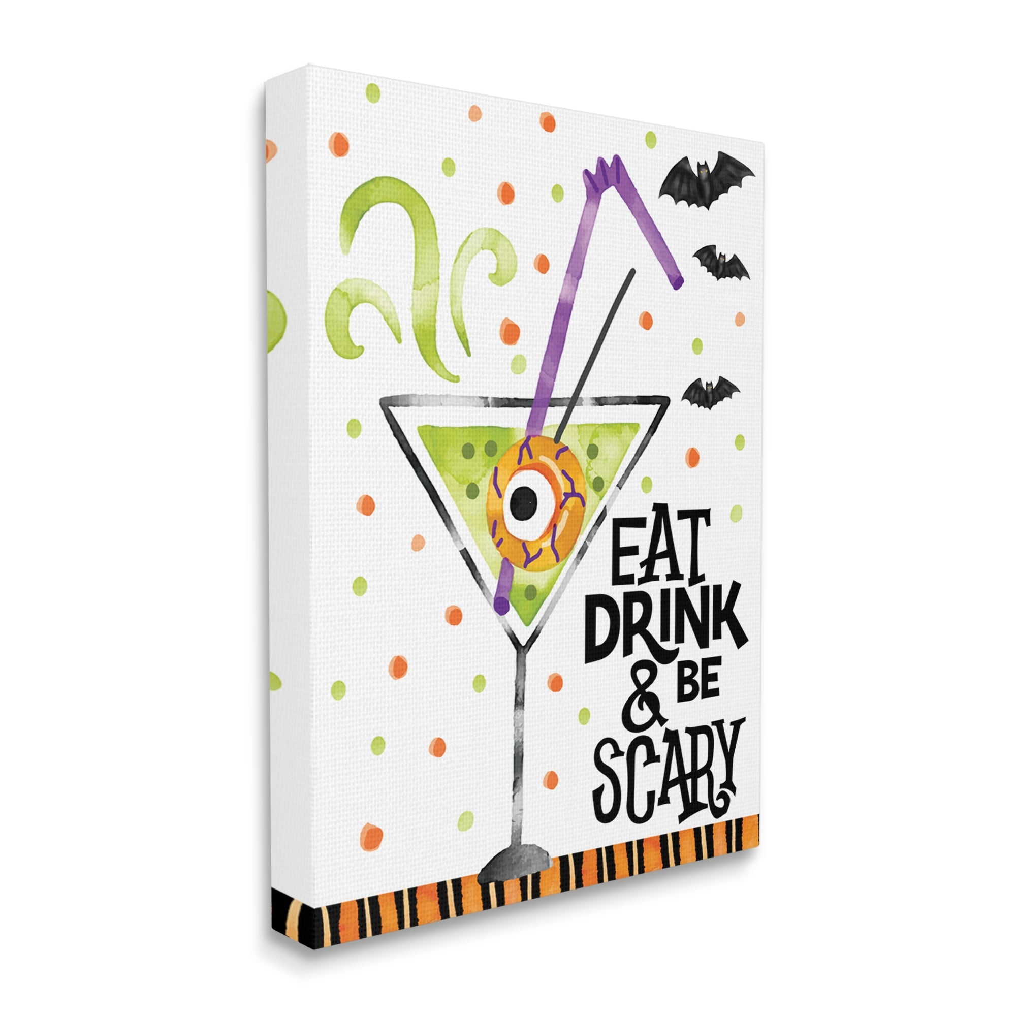 Stupell Industries Eat Drink & Be Scary Halloween Holiday Painting Gallery Wrapped Canvas Print Wall Art