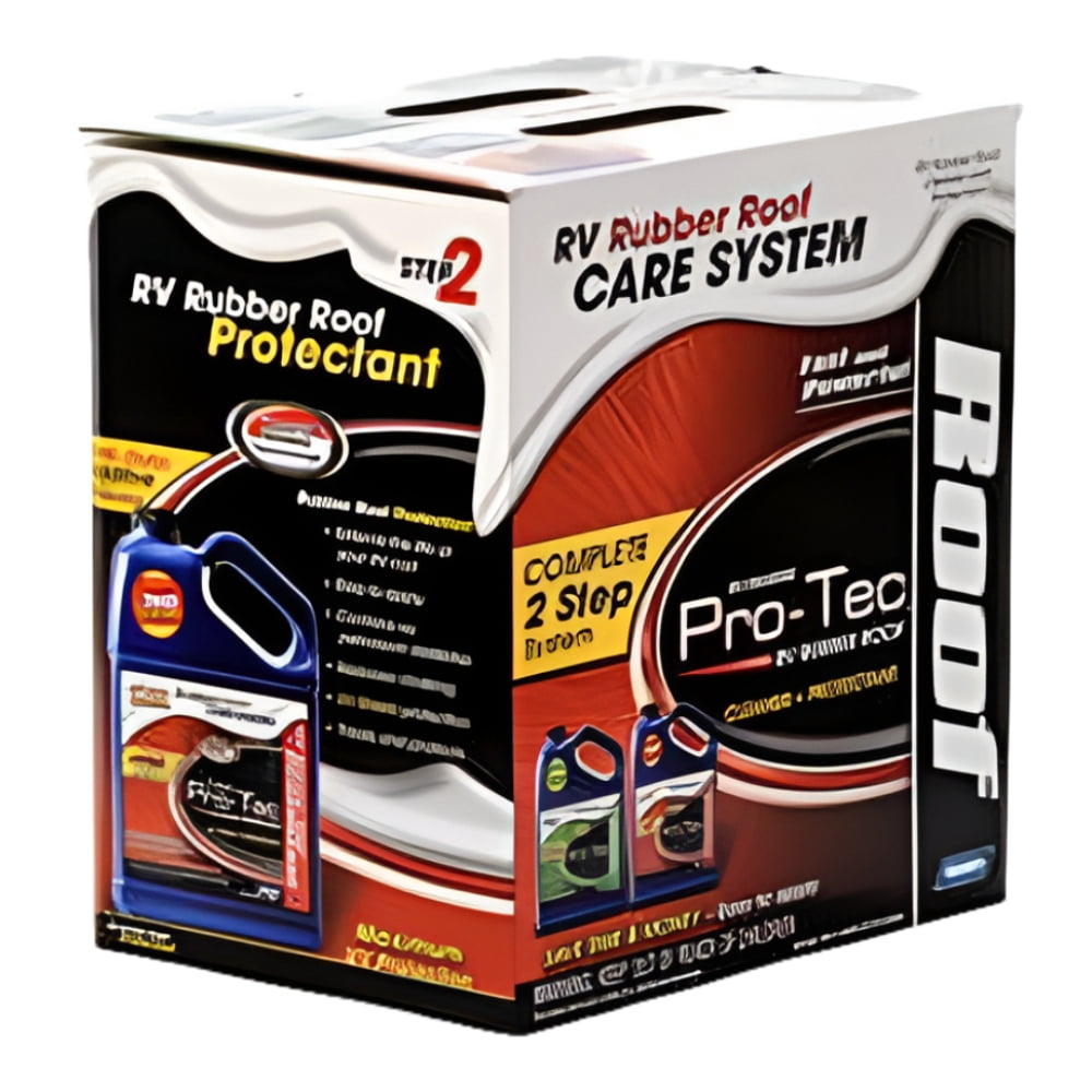 Camco Pro-Tec Camper/RV Rubber Roof Care System | Two Step Treatment Rids Dirt/Grime & Reduces Roof Chalking | Extends the Life of RV & Trailer Rubber Roofs - 2 Gallons (41453)