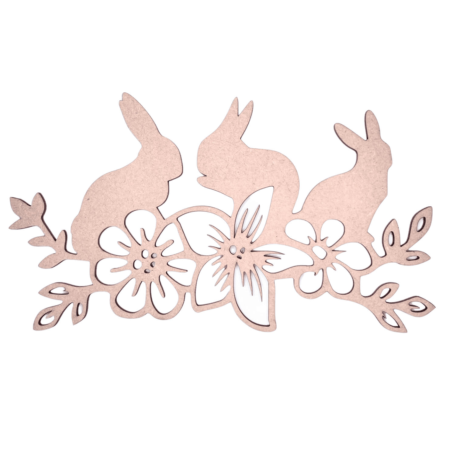 8" Wood Bunny Cutout 1/4" Thick MDF Wood Bunnies with Flowers
