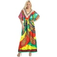 thumbnail image 5 of LA LEELA Women's Loungewear African Beach Maxi Plus Size Kaftan Casual Long Slit Dress Caftan Swimsuit Coverup for Women One Size Neon, Paisley, 5 of 5
