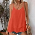 thumbnail image 2 of FRSASU Women's Spaghetti Strap Tank Tops Double Layer Flowy Ruffle Hem Camisole Adjustable Summer Tops Orange, 2 of 8