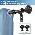 thumbnail image 4 of Urbanest Adjustable Single Curtain Rod Set Doorknob Finials – 1 -Inch Diameter, With Black Rod, 84–120 Inches, 4 of 6