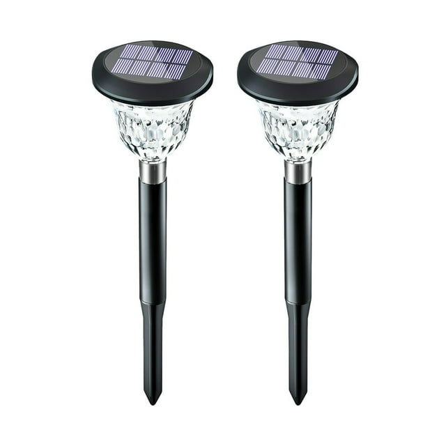 2PCS LED Solar Stake Lights With Shadow Warm White & Colorful Landscape Lights Auto On/Off LED Lawn Lights for Yard Walkway Patio Waterproof Decoration Lamp
