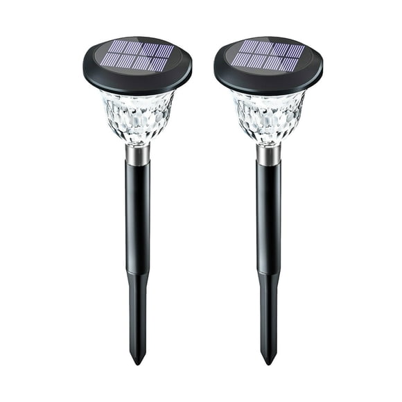 2PCS LED Solar Stake Lights With Shadow Warm White & Colorful Landscape Lights Auto On/Off LED Lawn Lights for Yard Walkway Patio Waterproof Decoration Lamp