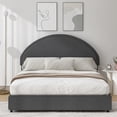 thumbnail image 6 of 4 EVER WINNER Full Size Bed Frame, Boucle Upholstered Bed Frame with Headboard, Gray Full Bed Frame, Dark Gray, 6 of 6