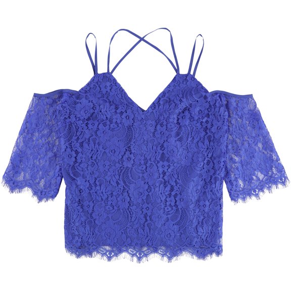 bar III Womens Off-The-Shoulder Knit Blouse, Blue, X-Small