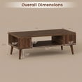 thumbnail image 3 of ELLEGNT 42" Walnut Rectangular Center Table - Coffee Table with Open Compartment and 2 Side Storage Shelves, 3 of 9