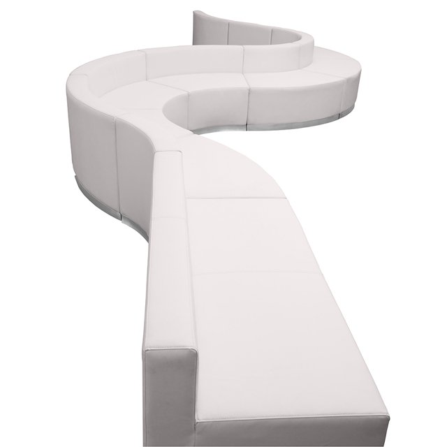Flash Furniture ZB-803-410-SET-WH-GG Ensemble de Canapé Modulaire de Réception 9 Pcs - Rembourrage en Cuir, Blanc - Ensemble
