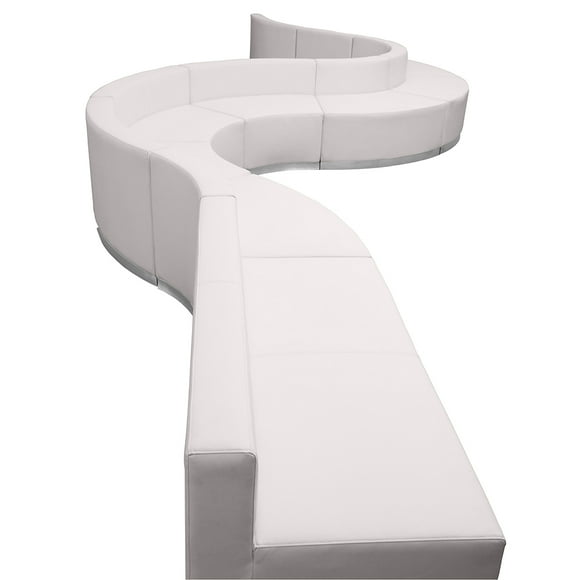 Flash Furniture ZB-803-410-SET-WH-GG 9 Piece Modular Reception Sofa Set - LeatherSoft Upholstery, White- Set