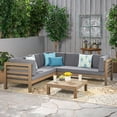 thumbnail image 5 of Oana Wooden 4 Piece Patio Sectional Sofa Set with Gray Cushions, 5 of 11