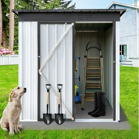 

Storage Shed 5FT X 3FT Outdoor Shed Garden Storage Shed Metal with Lockable Doors Tool Storage Shed for Patio Lawn Backyard Trash Cans LJ3944