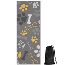 Dog Paw and Bone Hot Yoga Mat Towel Non Slip for Hot Yoga - Quick-Drying Yoga Mat Cover with 4 Corner Pockets with Travel Bag - Hot Yoga Towel Non Slip Grip Moisture Wicking Sweat 70"x26"