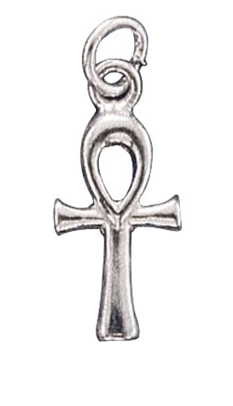 Sterling Silver Womens 1mm Box Chain Mini Smooth Ankh Pendant Necklace Sterling Silver Womens 1mm Box Chain Mini Smooth Ankh Pendant Necklace