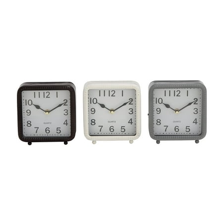 DecMode 6 White Metal Clock, Set of 3