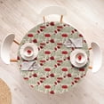 thumbnail image 4 of Ambesonne Poppy Flower Fitted Round Tablecloth, Sketch Leaves Rural, 40"- 44" Diameter, Scarlet Fern Green Beige, 4 of 5