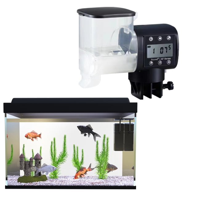 Alimentador Pecera Dispensador Comida para Peces Automático Alimentos Rium Black Aqua
