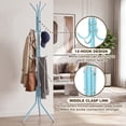 thumbnail image 6 of HONEIER Coat Rack, 68.9" Metal Coat Rack Stand with 12 Hooks Standing Coat Rack for Entryway Bedroom Living Room, Blue, 6 of 9