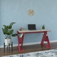 thumbnail image 2 of Ada Home Decor Furniture 3 Tier Light Mocha Burgundy Dearborn Modern Desk, 2 of 7