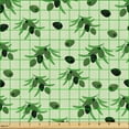 thumbnail image 2 of Ambesonne Olive Green Fabric by the Yard Upholstery, Leaves Twigs Pattern, 2 Yards, Pale Yellow Khaki and Emerald, 2 of 5
