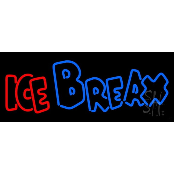 Double Stroke Ice Break LED Neon Sign 10 x 24 - inches, Black Square Cut Acrylic Backing, with Dimmer - Bright and Premium built indoor LED Neon Sign for Defence Force.