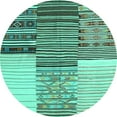 thumbnail image 1 of Ahgly Company Machine Washable Indoor Round Patchwork Turquoise Blue Transitional Area Rugs, 4' Round, 1 of 4