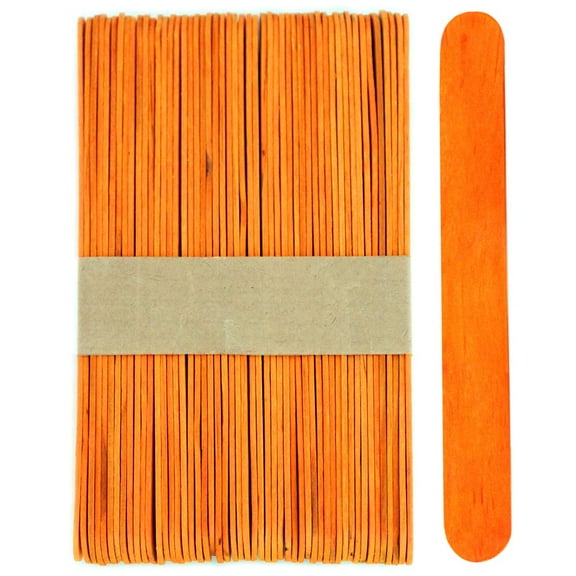 CraftySticks- 600 Pack, 6 Inch Orange Color, Jumbo Wood Popsicle Sticks for Crafts, Home, School Art, Building, Learning, Wood Tongue Depressor Size