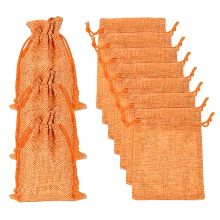 Uxcell Burlap Bags with Drawstring Favor Sacks Jewelry Pouches for Gifts Orange