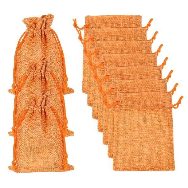 Bolsas de Yute Uxcell con Cordón, Sacos de Favor, Bolsas de Joyería para Regalos, Naranja