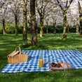 thumbnail image 7 of Tirrinia Large Picnic Blanket Beach Blankets, 80''x60'' Gingham Picnic Mat Waterproof Sand Proof Foldable Portable for Outdoor Camping Hiking Travel Grass Park Music Festival Lawn Mats, Blue, 7 of 7