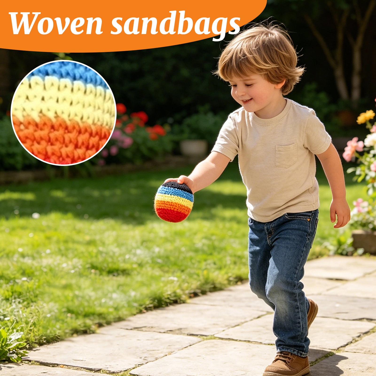 Handmade Woven Footbag, Sand Filled Hacky Sack for Kicking and Throwing, Portable Coordination Training Bag