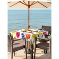 thumbnail image 3 of Outdoor Tablecloth with Umbrella Hole for Patio/Picnic/Party/Camping, Spring Floral Waterproof Table Cloth Square Cover Washable, Watercolor Lemons in Basket Garden Flowers (54"x 54"), 3 of 8