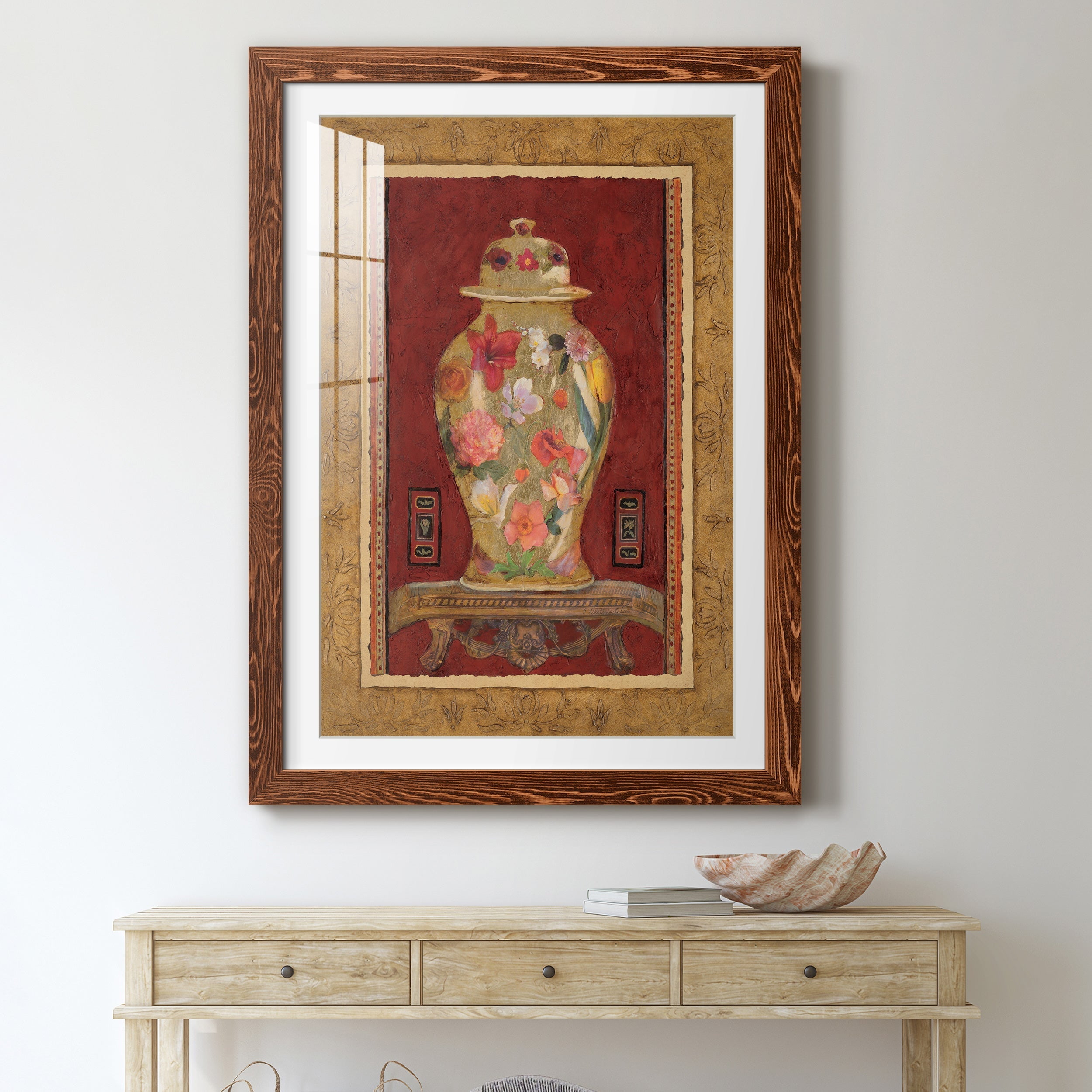 Romantic Urn I - Premium Framed Print - Distressed Barnwood Frame - Ready to Hang