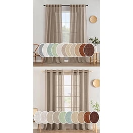 MIULEE 96" Long Natural Linen Blend Curtains 2 Panels - Semi-Sheer Light Filtering For Farmhouse Style