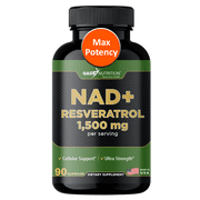 Gade Nutrition NAD+ supplement with Resveratrol | Nicotinamide Adenine Dinucleotide 1,200 mg + 98% pure trans-resveratrol 300 mg | 90 vegetable capsules | Made in the USA