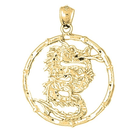 10K Yellow Gold Chinese Zodiacs - Dragon Pendant - 37 mm