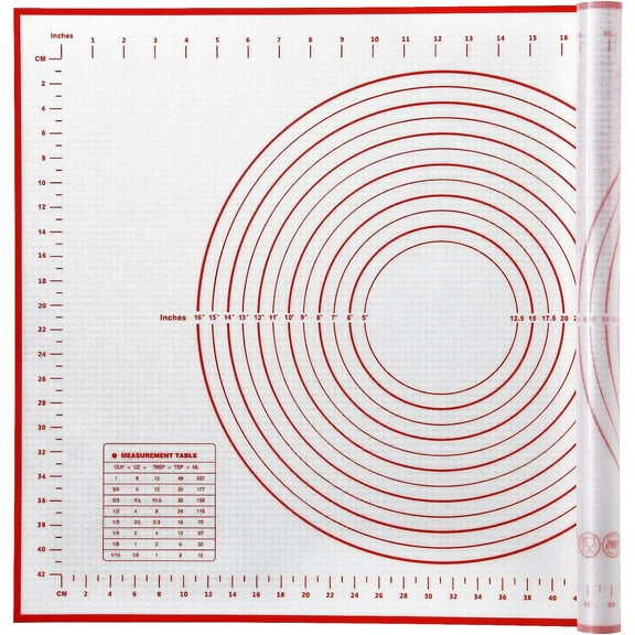 Silicone Pastry Mat Extra Large Non-Slip Mat for Rolling Dough Pie Crust and Baking Non-Stick with Measurements(28x20, Red)