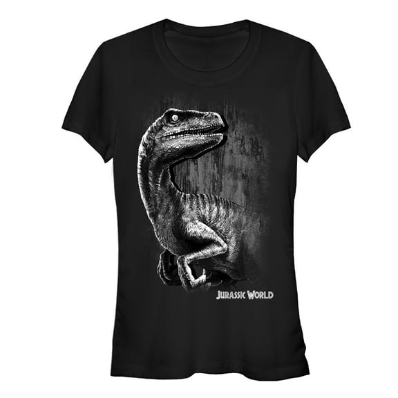 Junior's Jurassic World Sly Velociraptor  Graphic Tee Black Medium