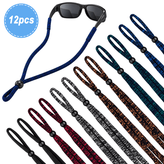 ZHUYING Sports Glasses Strap Adjustable Sunglasses Cord Retainer Safety Eyeglass Lanyard, Pack of 12
