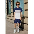 thumbnail image 3 of Arshiner Boys 2 Piece Summer Outfits Navy & Grey Colorblock Top and Shorts Set 9-10 Years, 3 of 7