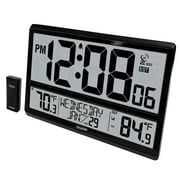 Sharp Atomic Clock - Atomic Accuracy - Never Needs Setting! - Jumbo 3" Easy to Read Numbers - Indoor/ Outdoor Temperature Display with Wireless Outdoor Sensor - Battery Powered - Easy